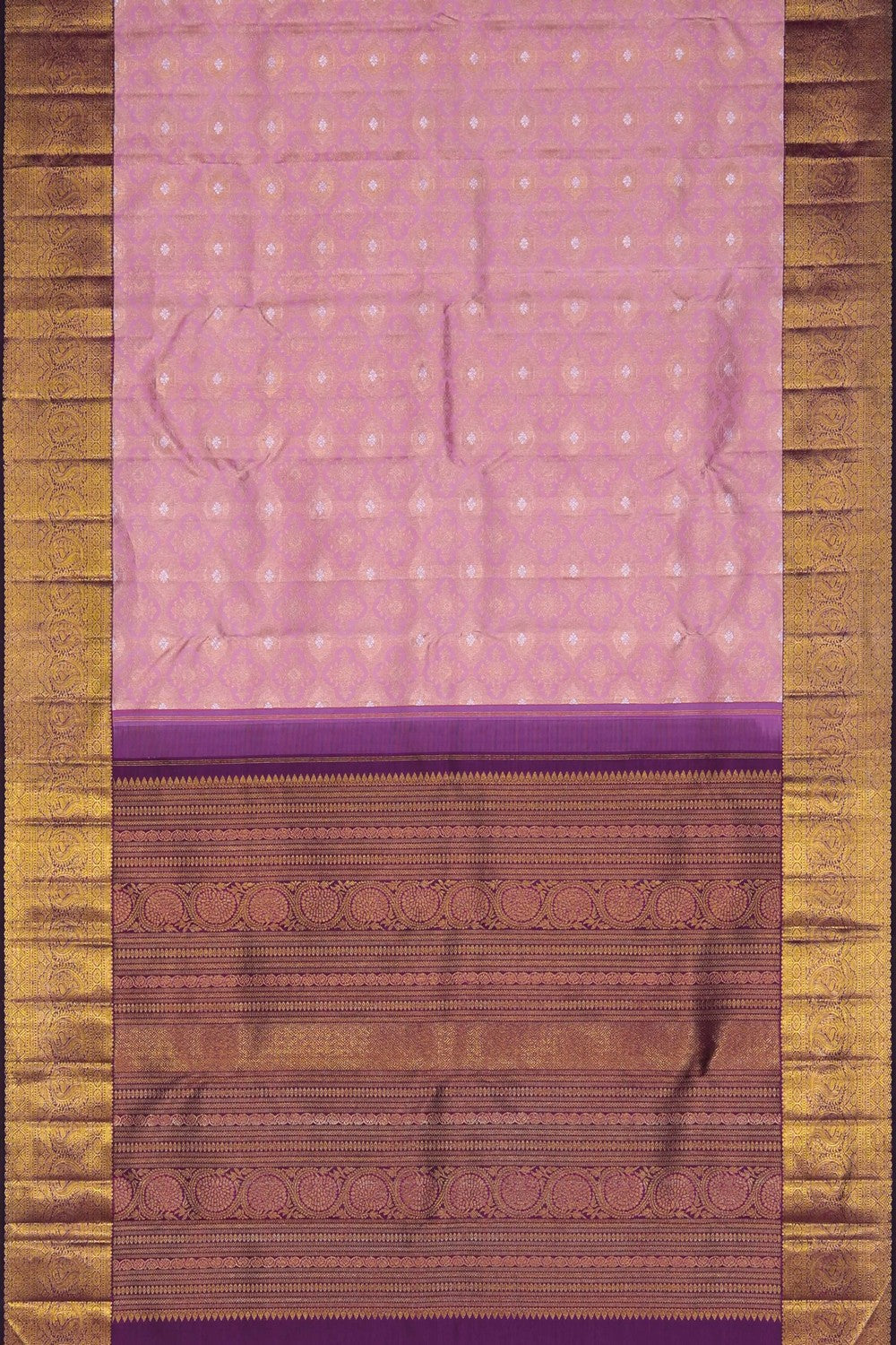 Image of Arani Silk Brocade Onion-Pink Saree