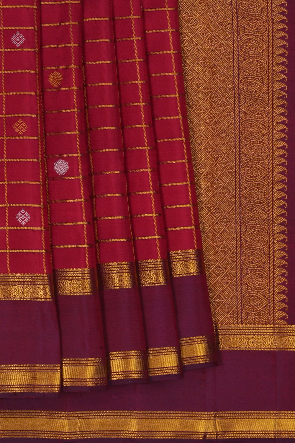 Image of Arani Silk Kattam Red Saree