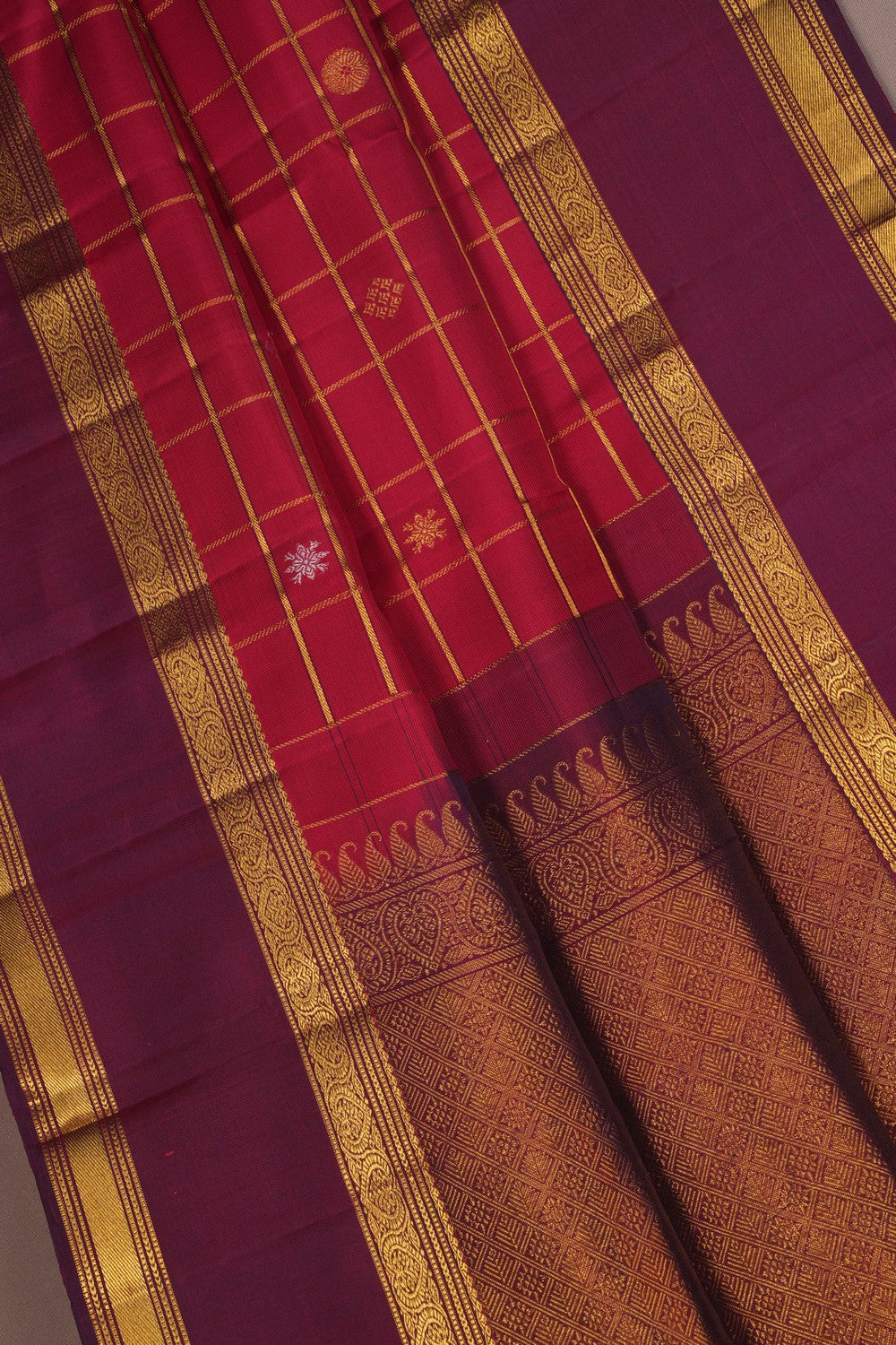 Image of Arani Silk Kattam Red Saree