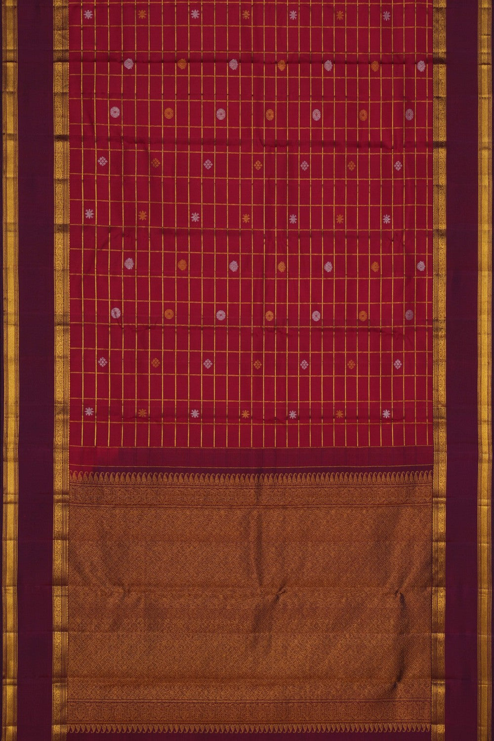 Image of Arani Silk Kattam Red Saree