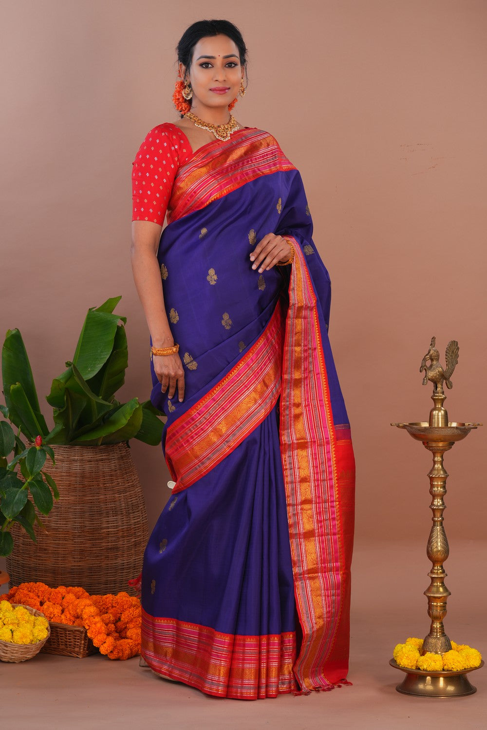Image of Arani Silk Indigo Blue Saree