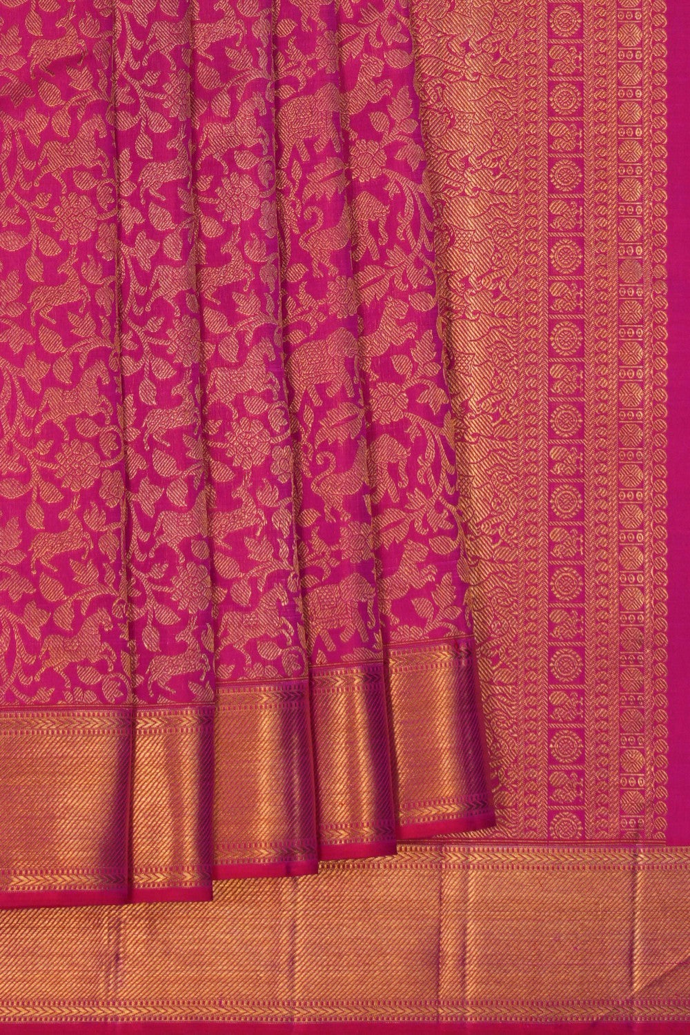 Image of Kanchipuram Silk Brocade Pink Saree