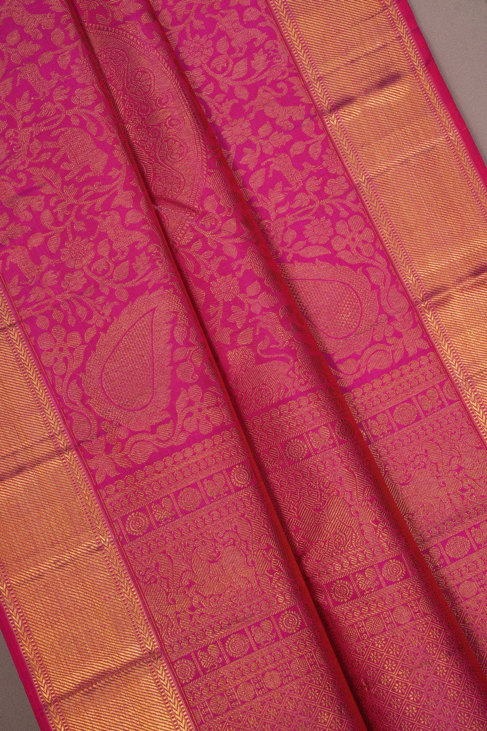 Image of Kanchipuram Silk Brocade Pink Saree