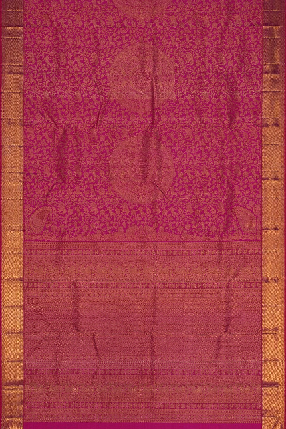 Image of Kanchipuram Silk Brocade Pink Saree