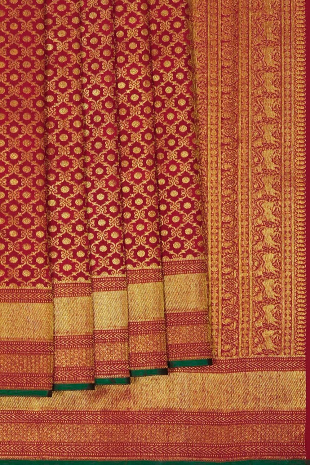 Image of Kanchipuram Silk Brocade Red Saree