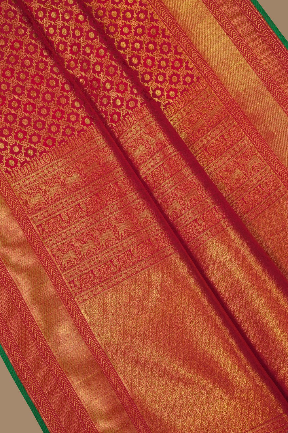 Image of Kanchipuram Silk Brocade Red Saree
