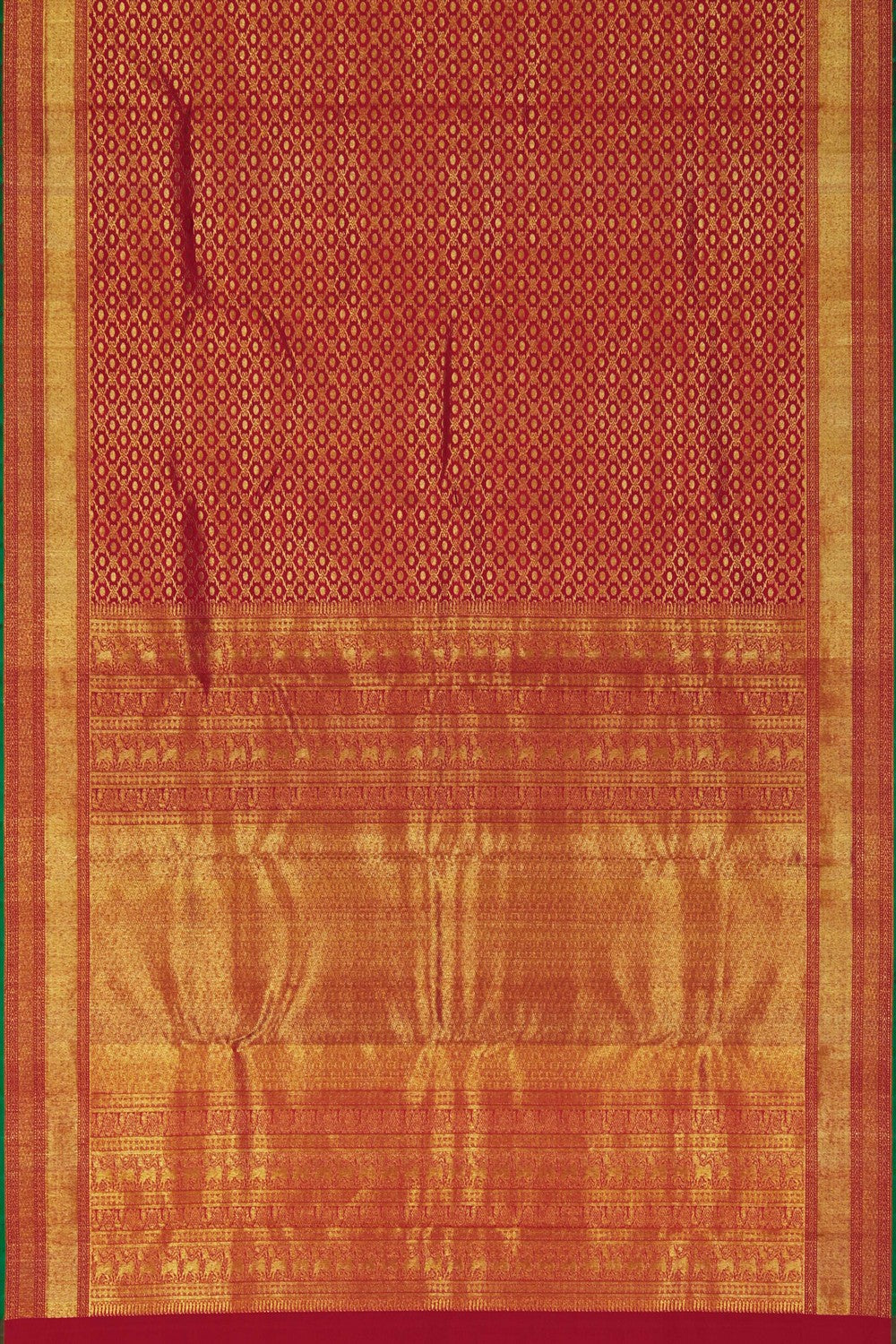 Image of Kanchipuram Silk Brocade Red Saree