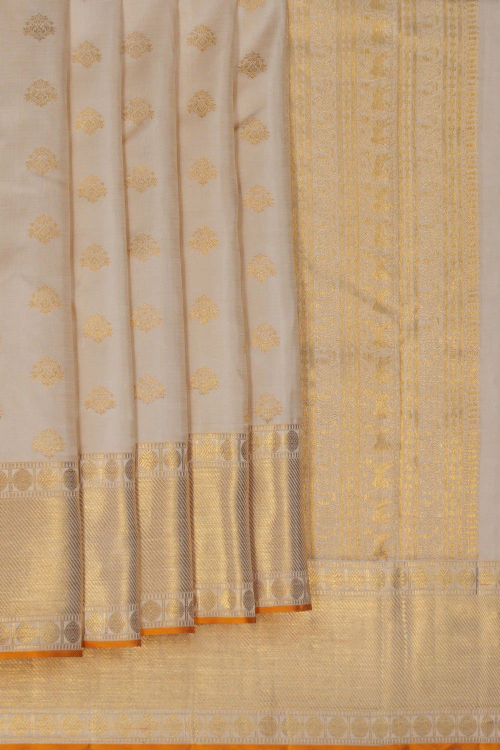 Image of Kanchipuram Silk Off-White Saree