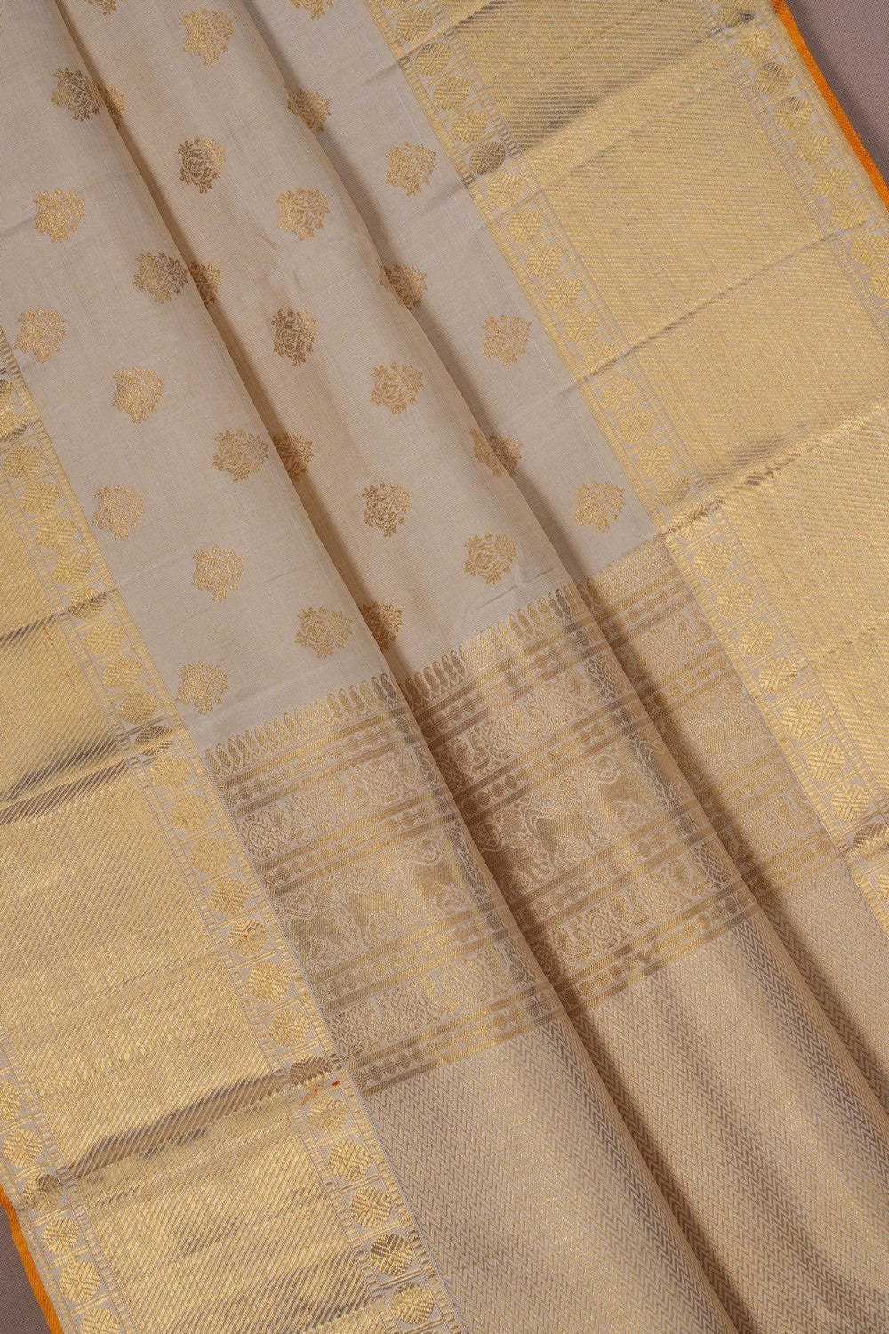 Image of Kanchipuram Silk Off-White Saree