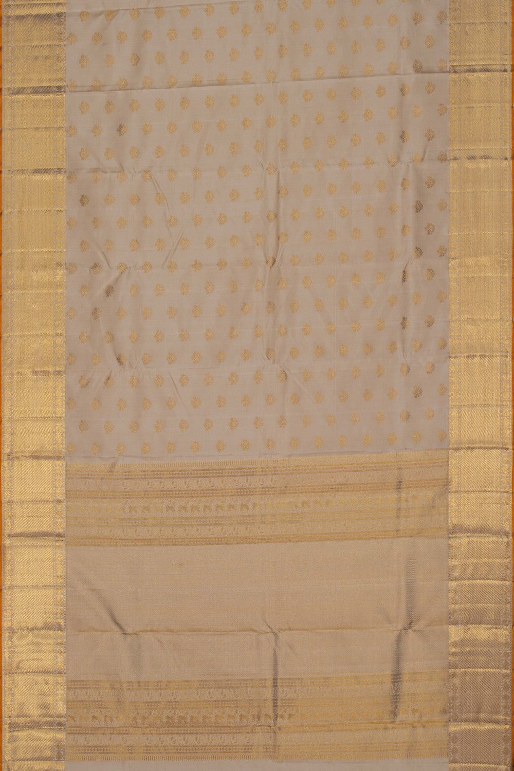 Image of Kanchipuram Silk Off-White Saree