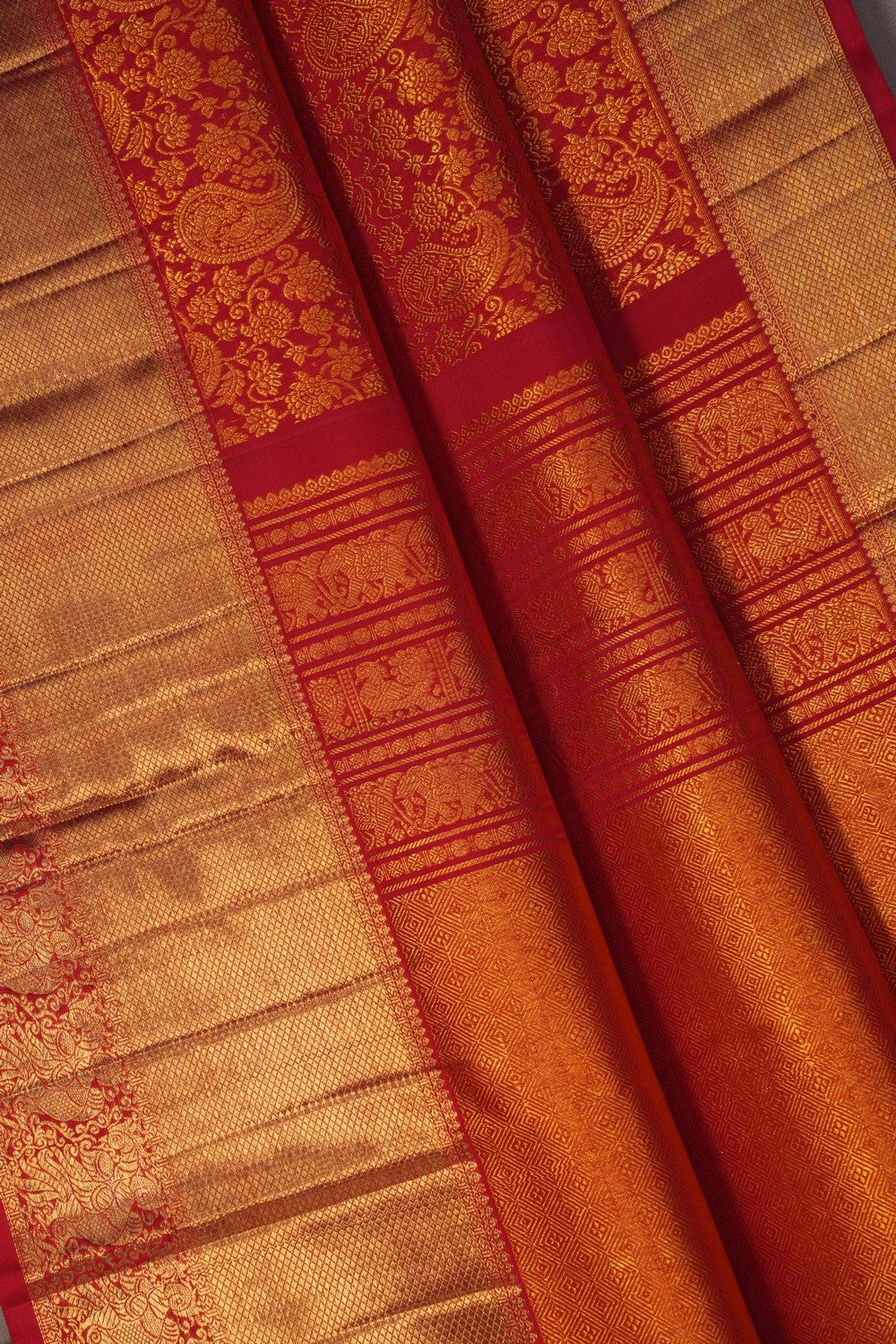 Image of Red Brocade Kanchipattu Saree