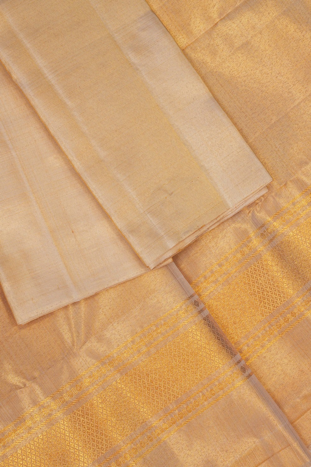 Image of Kanchi Tissue Silk Dhoti With Kanduva (8 X 4) 3 PCS Set