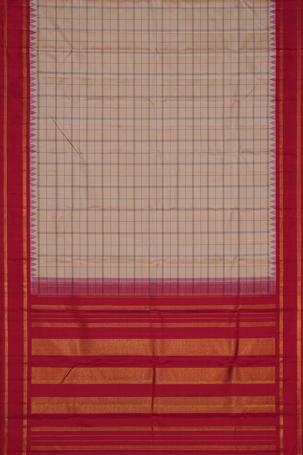 Image of Arani Silk Kattam Cream Saree