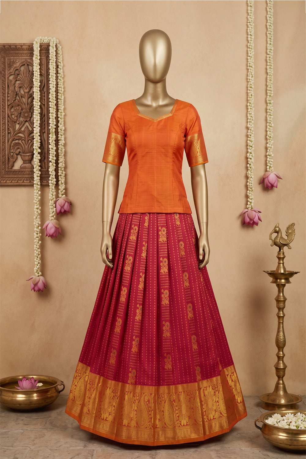 Image of Kanchipattu Pavada Unstitched Set