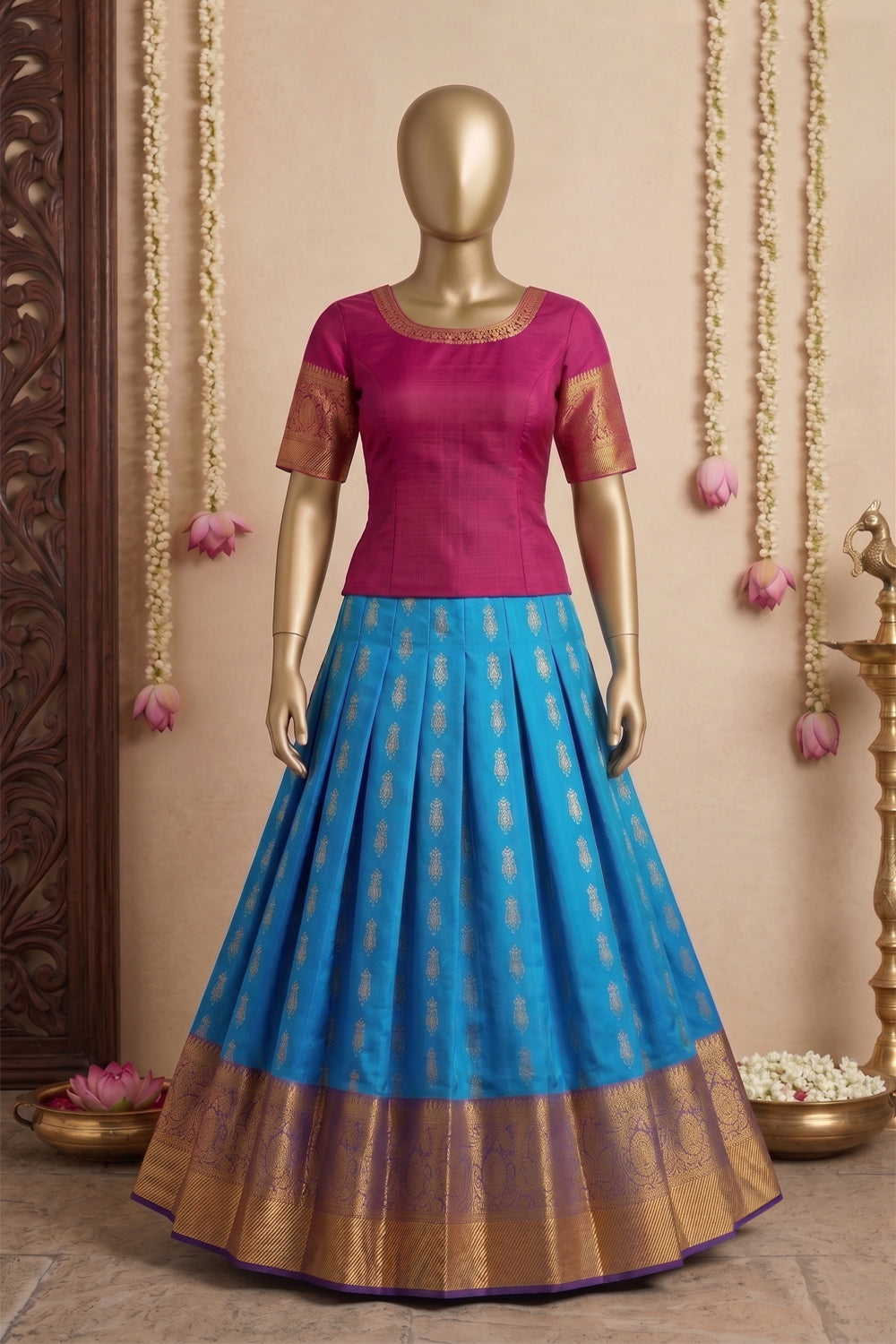 Image of Kanchipattu Pavada Unstitched Set