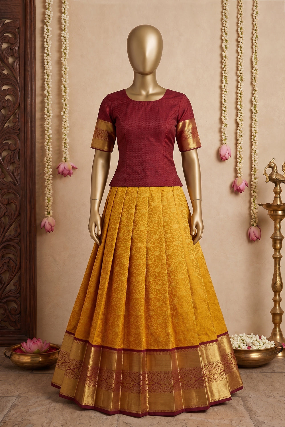 Image of Kanchipattu Pavada Unstitched Set