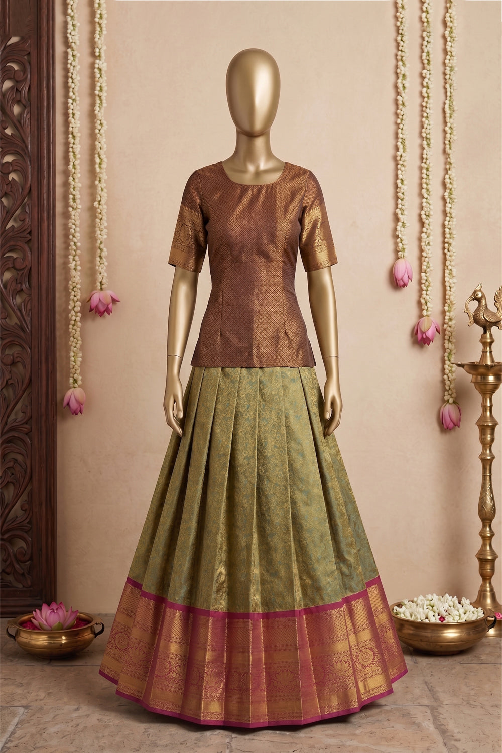 Image of Kanchipattu Pavada Unstitched Set