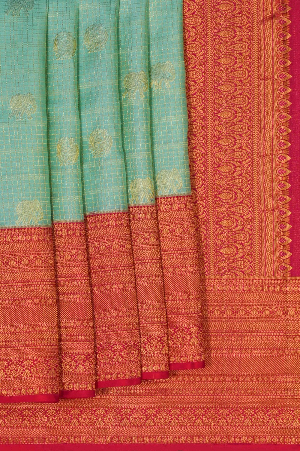 Image of Kanchipattu Kattam Green Saree