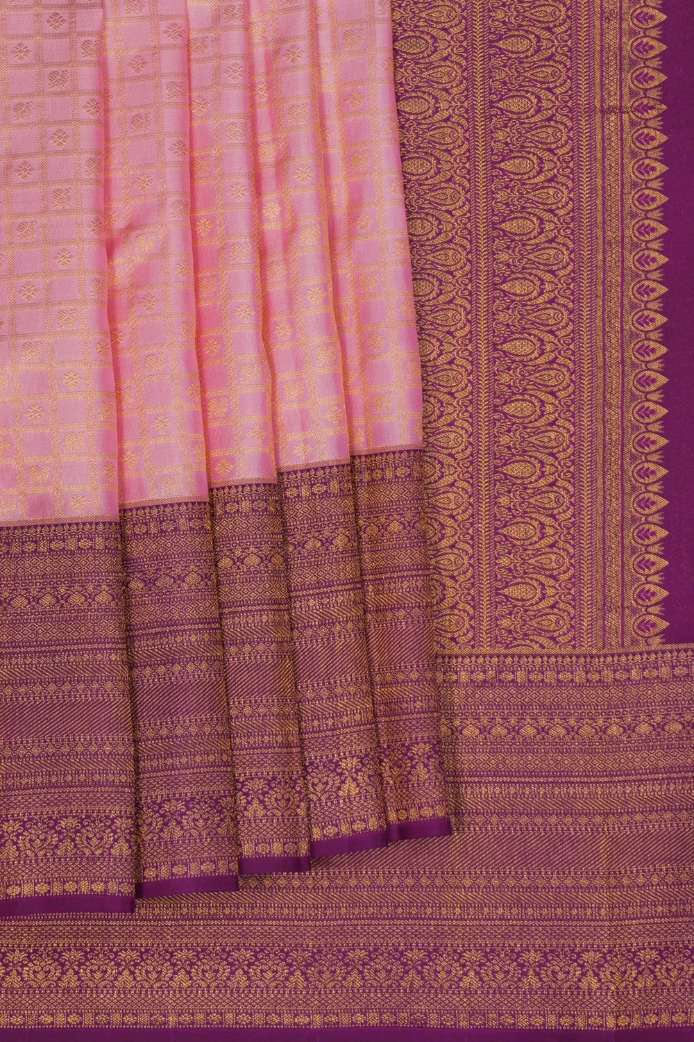 Image of Kanchipattu Kattam Pink Saree