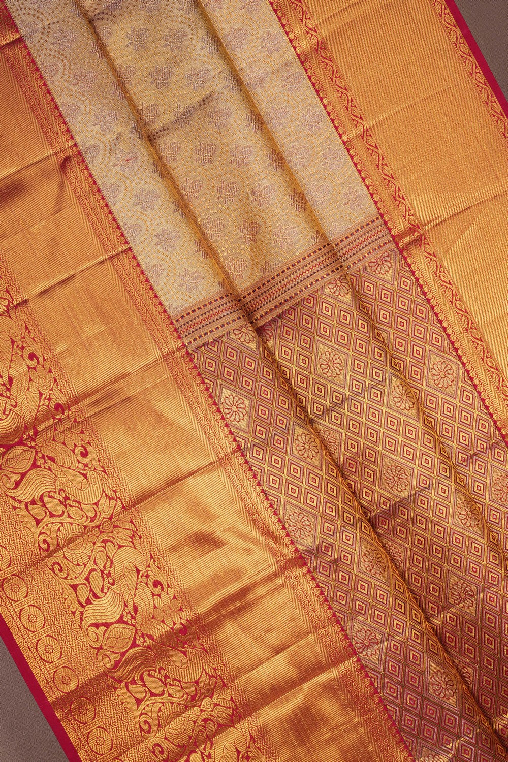 Image of Kanchipattu Tissue Brocade Gold Saree