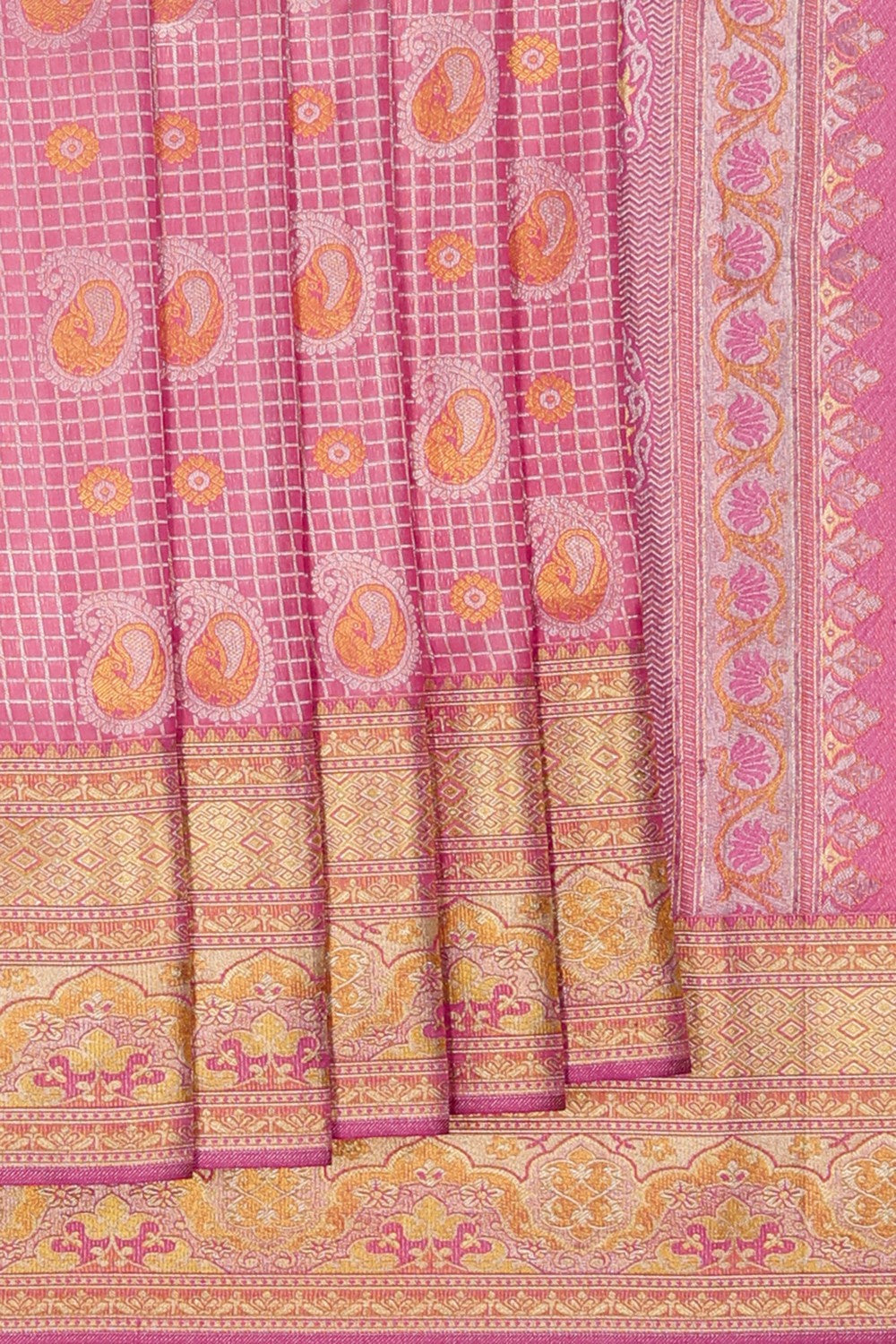 Image of Kanchipattu Kattam Pink Saree