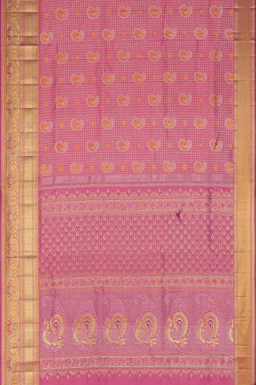 Image of Kanchipattu Kattam Pink Saree