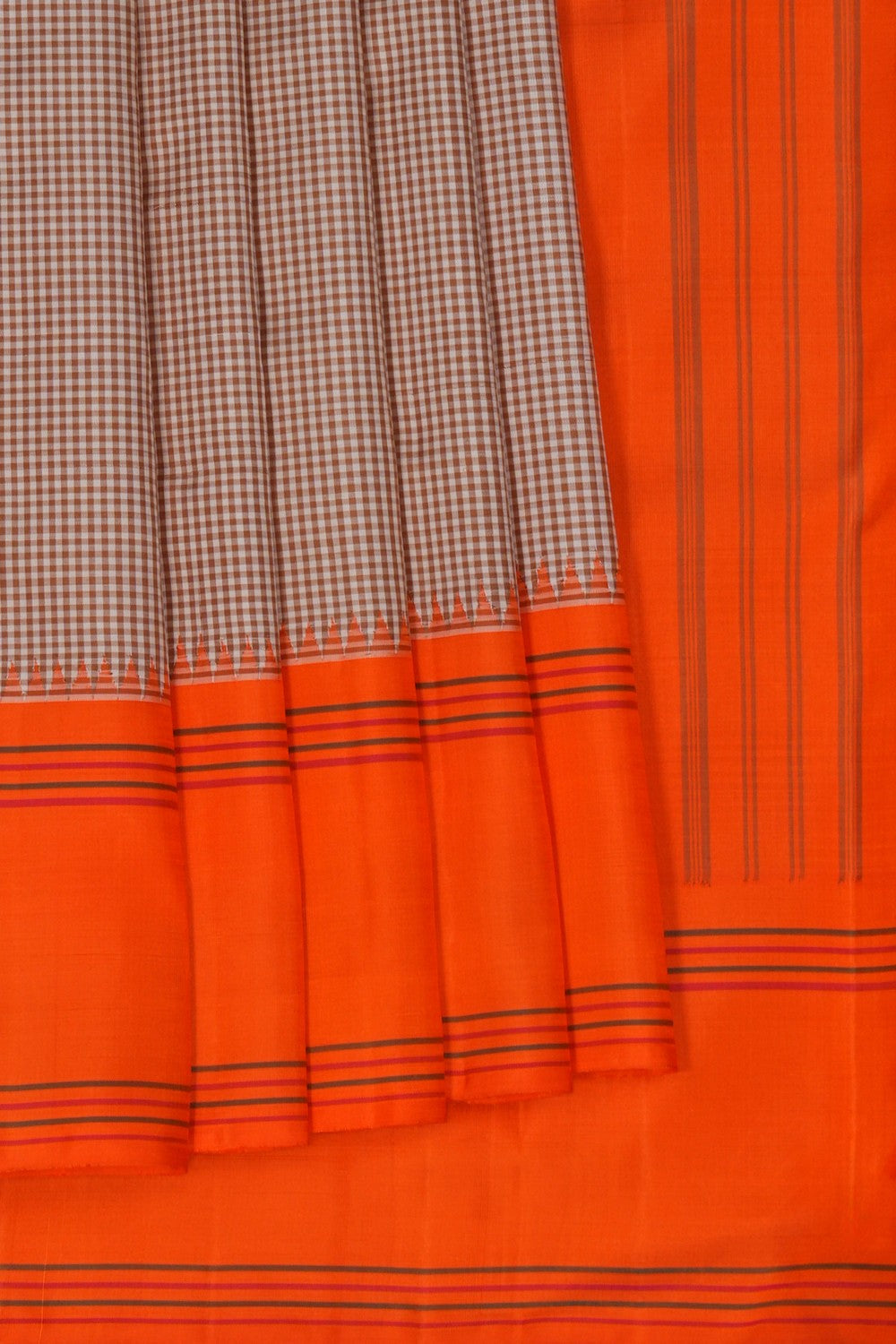 Image of Kanchipuram Silk Kattam Beige Saree