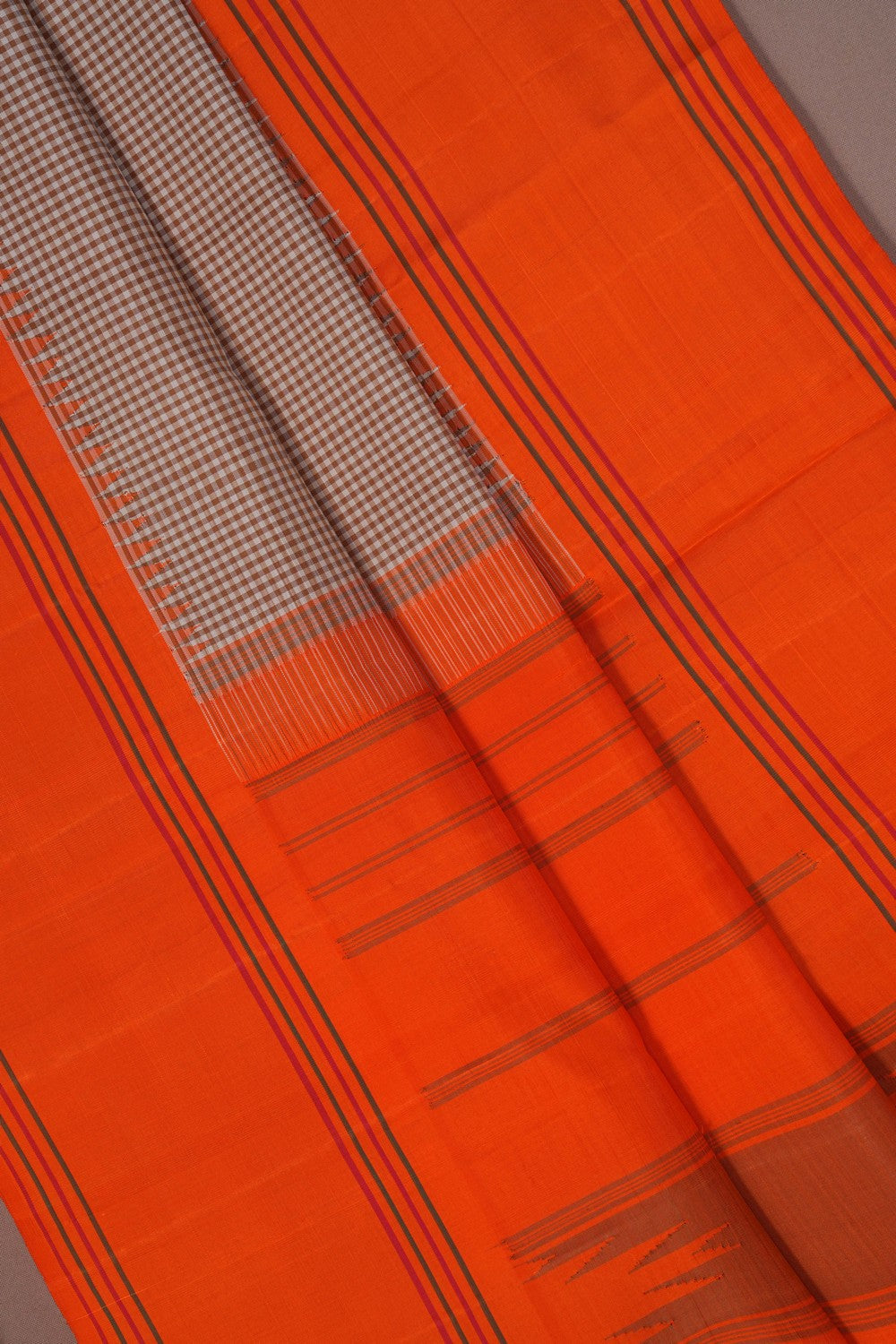 Image of Kanchipuram Silk Kattam Beige Saree