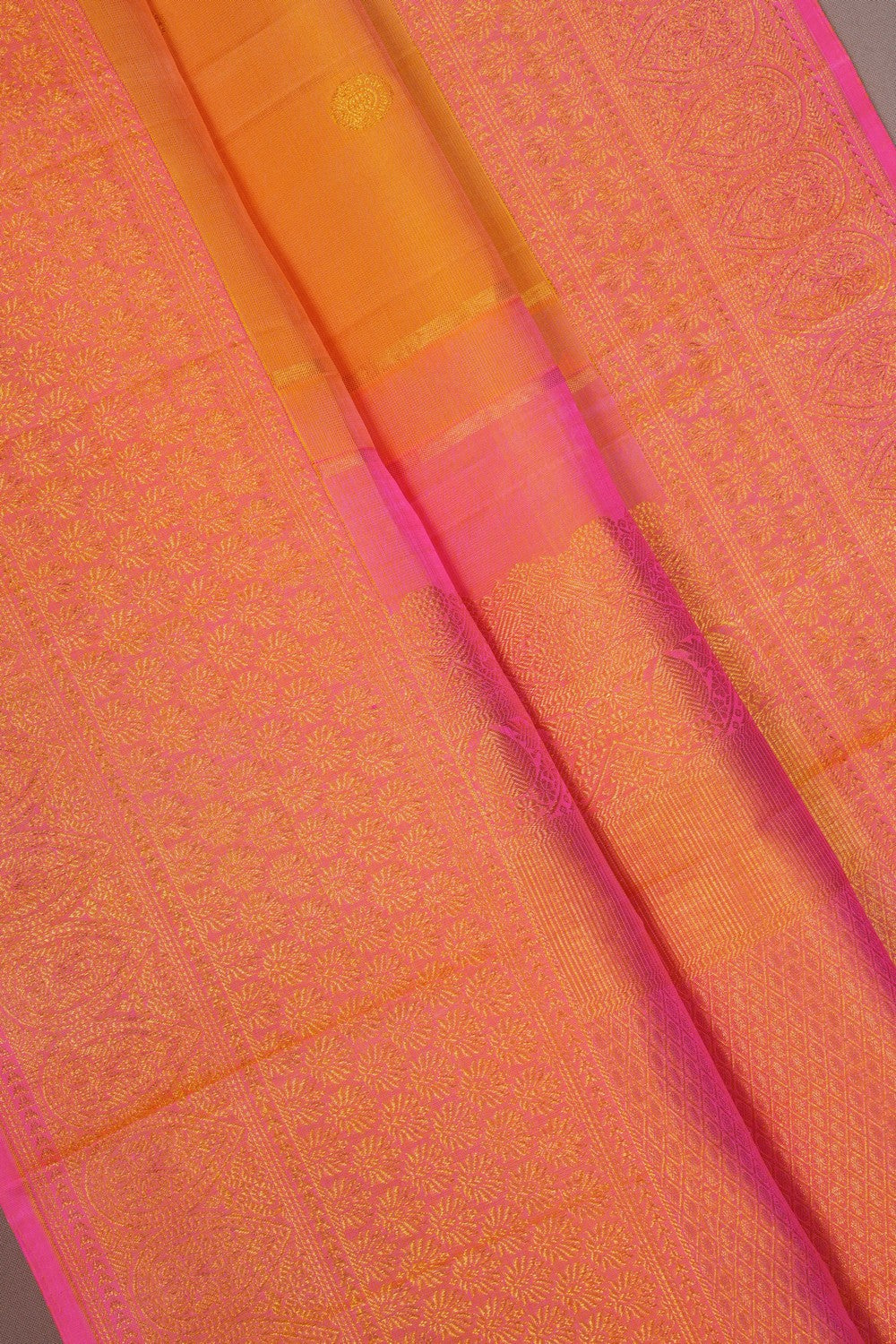 Image of Kanchipuram Silk Yellow Saree