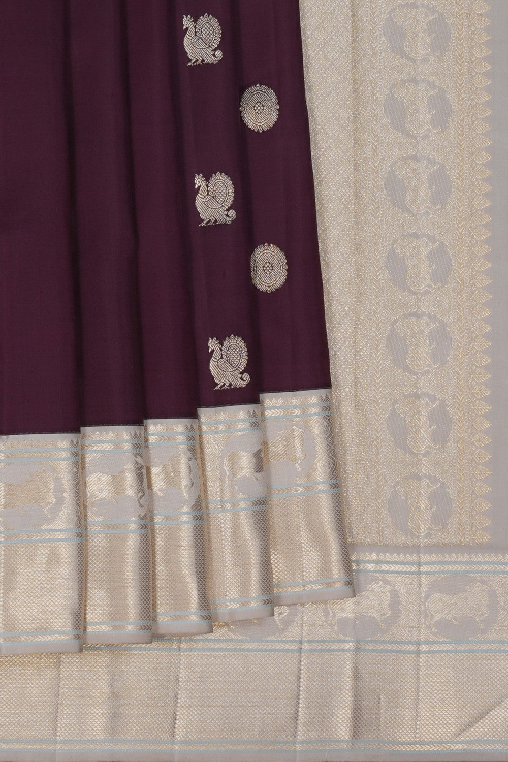 Image of Kanchipuram Silk Maroon Saree