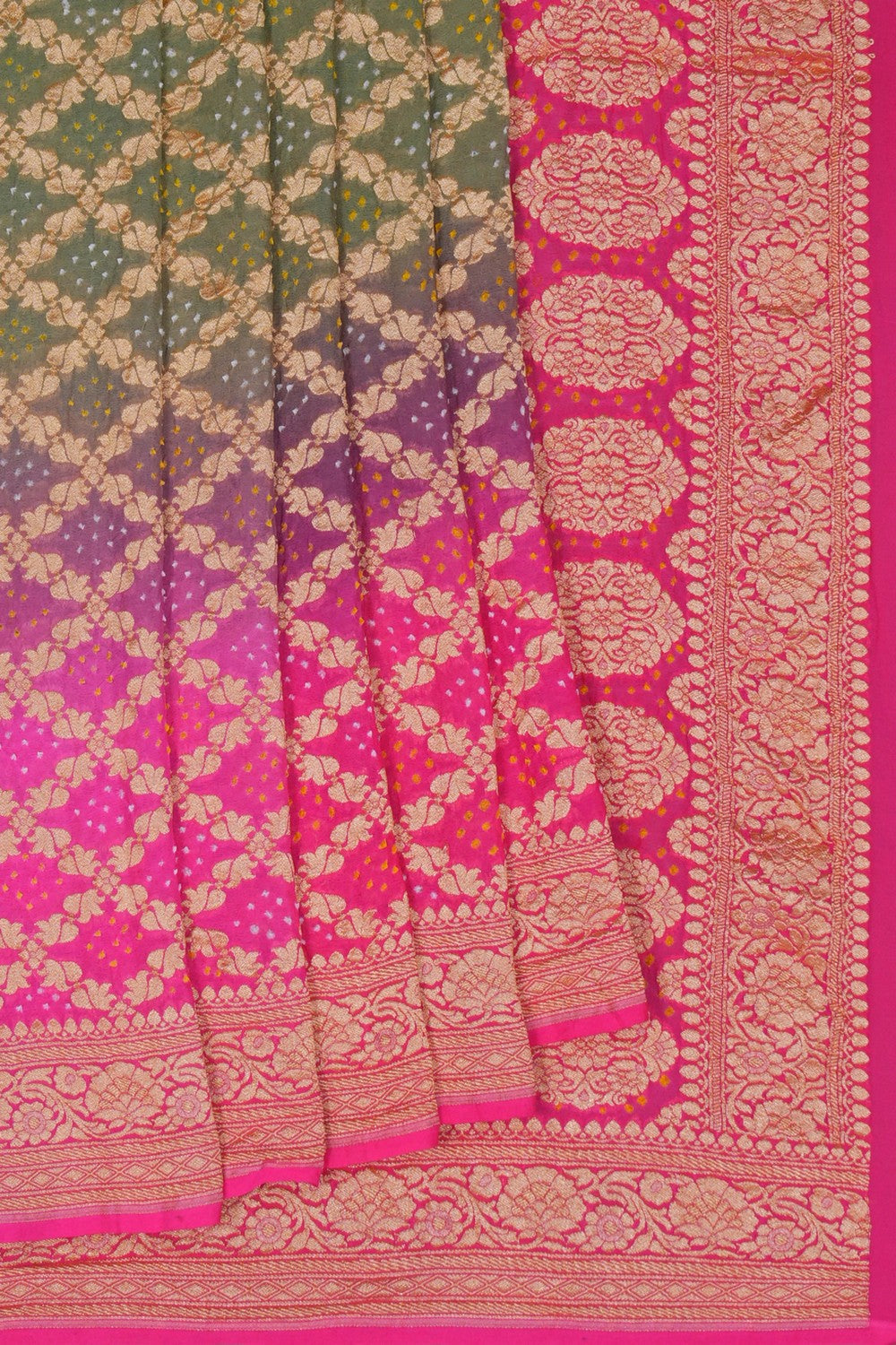 Image of Banarasi Georgette Bandhani Brocade Saree