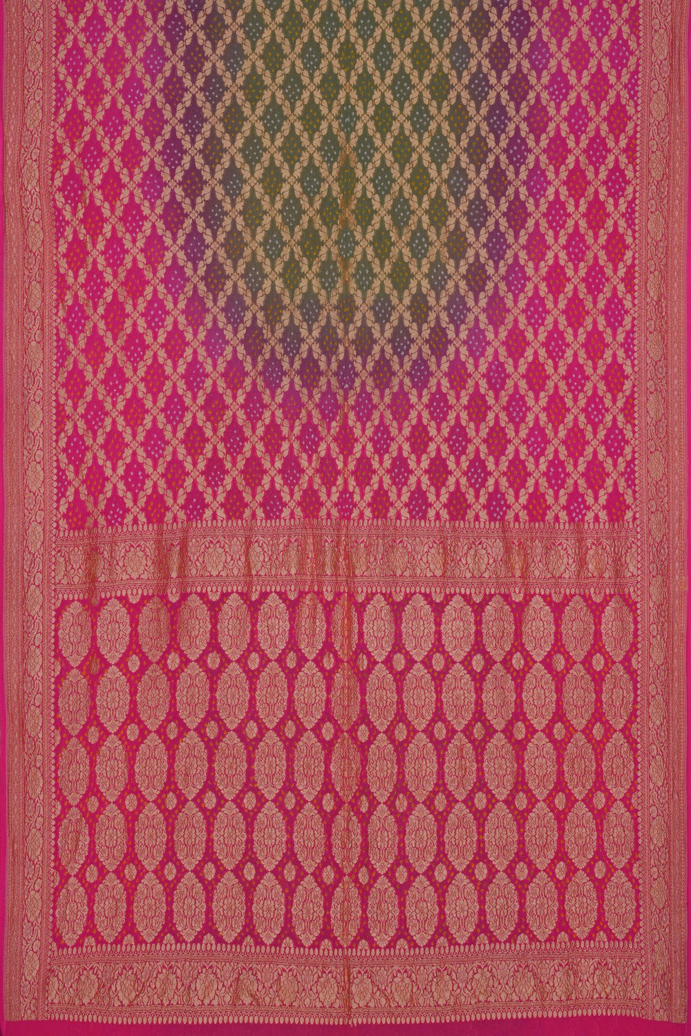 Image of Banarasi Georgette Bandhani Brocade Saree