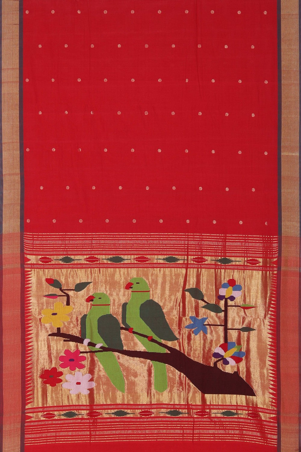 Image of Paithani Cotton Red Saree