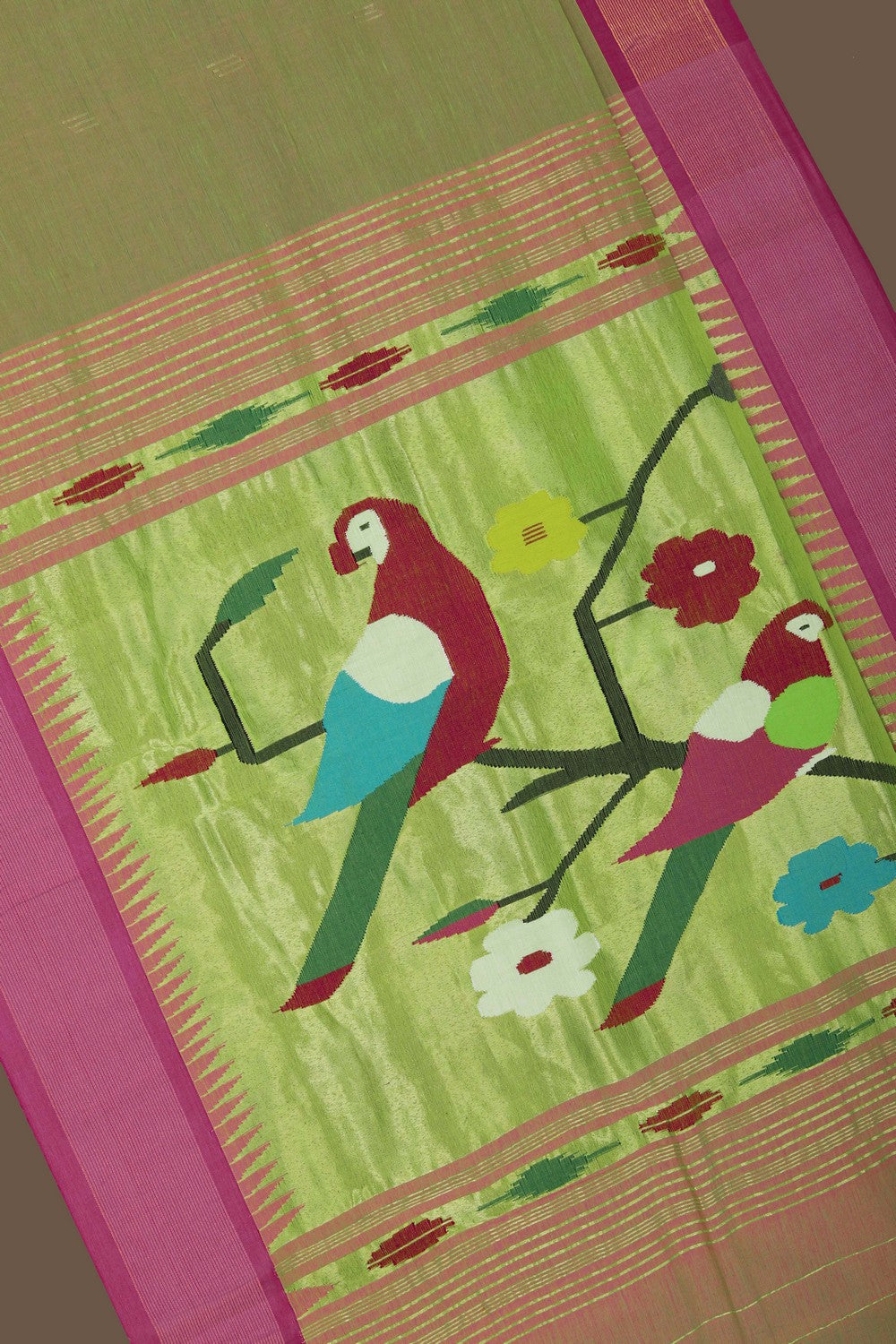 Image of Paithani Cotton Green Saree