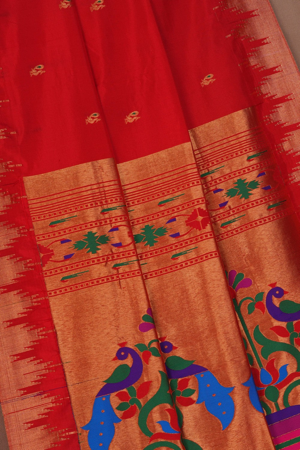 Image of Paithani Silk Red Saree