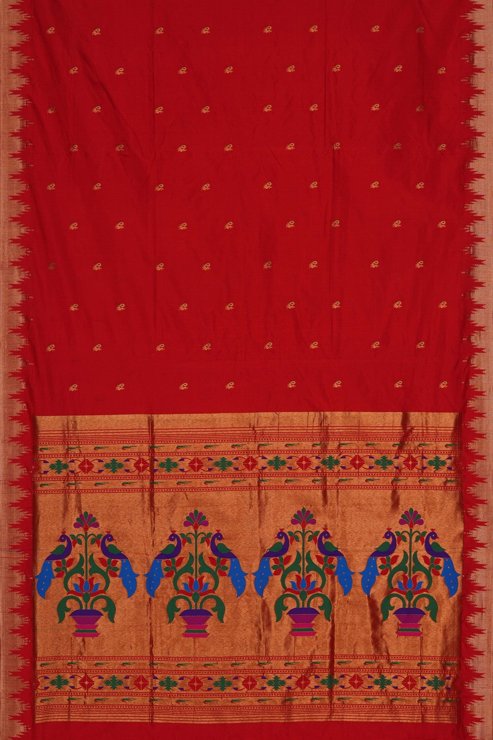 Image of Paithani Silk Red Saree