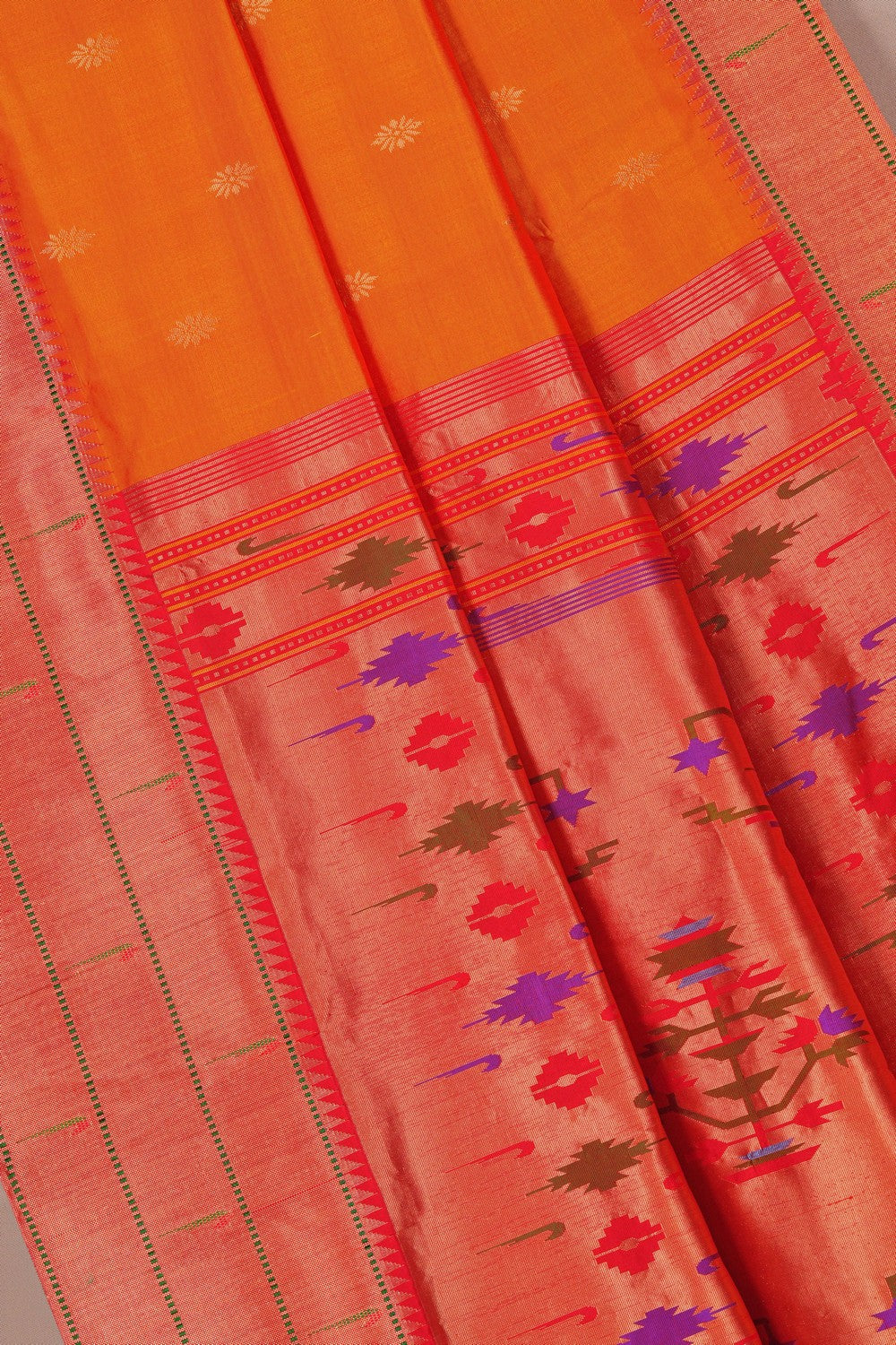 Image of Paithani Silk Orange Saree