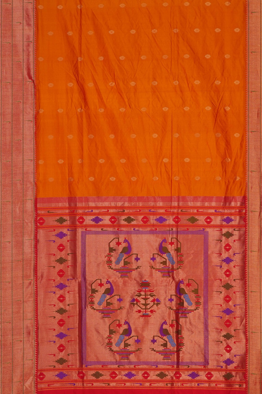 Image of Paithani Silk Orange Saree