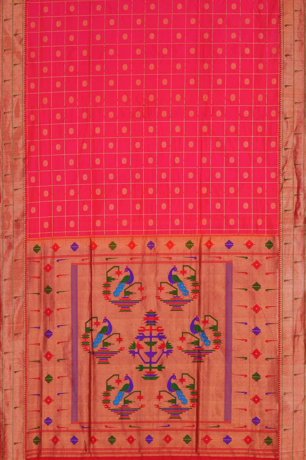Image of Paithani Silk Fuchsia-Pink Saree