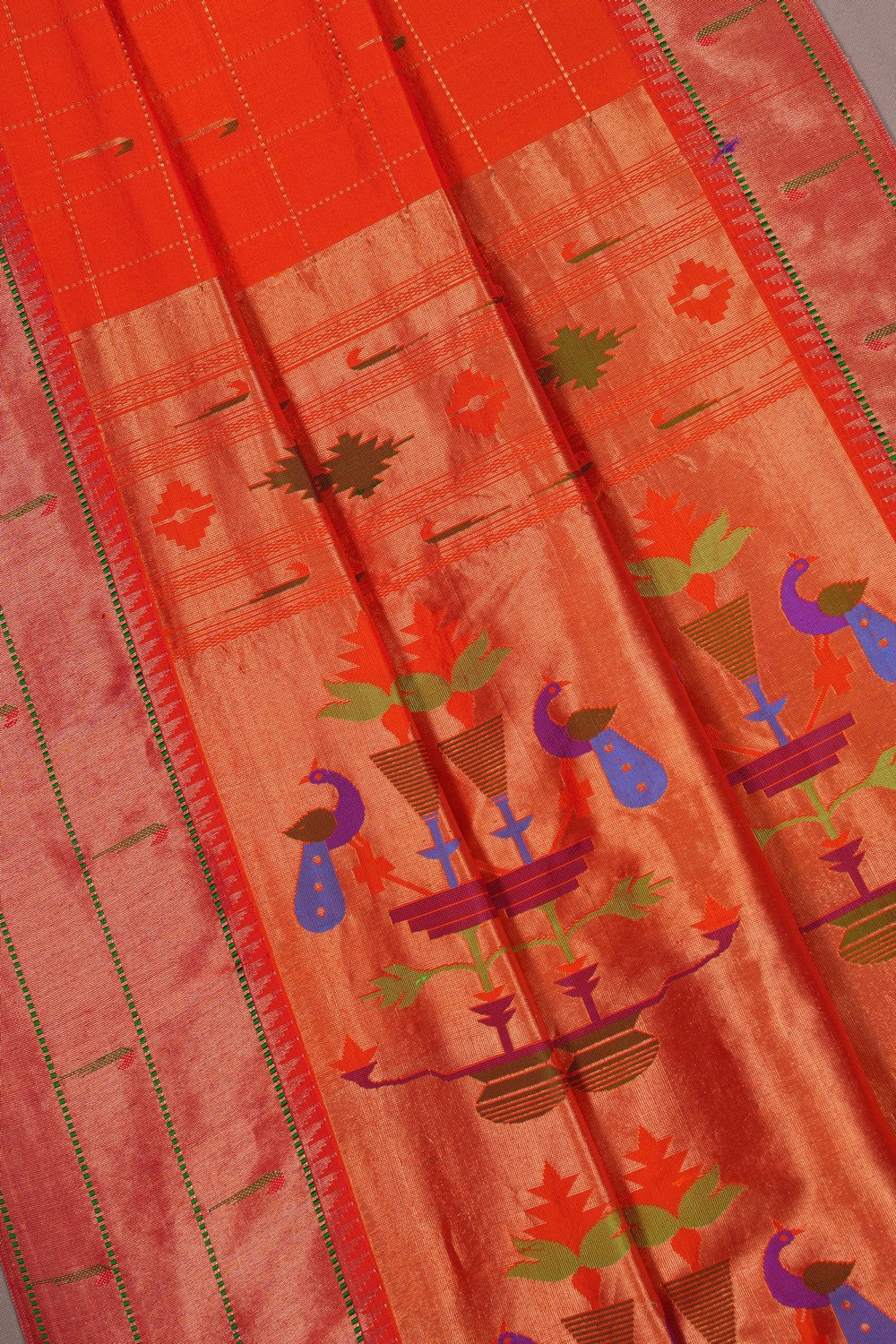 Image of Paithani Silk Orange Saree