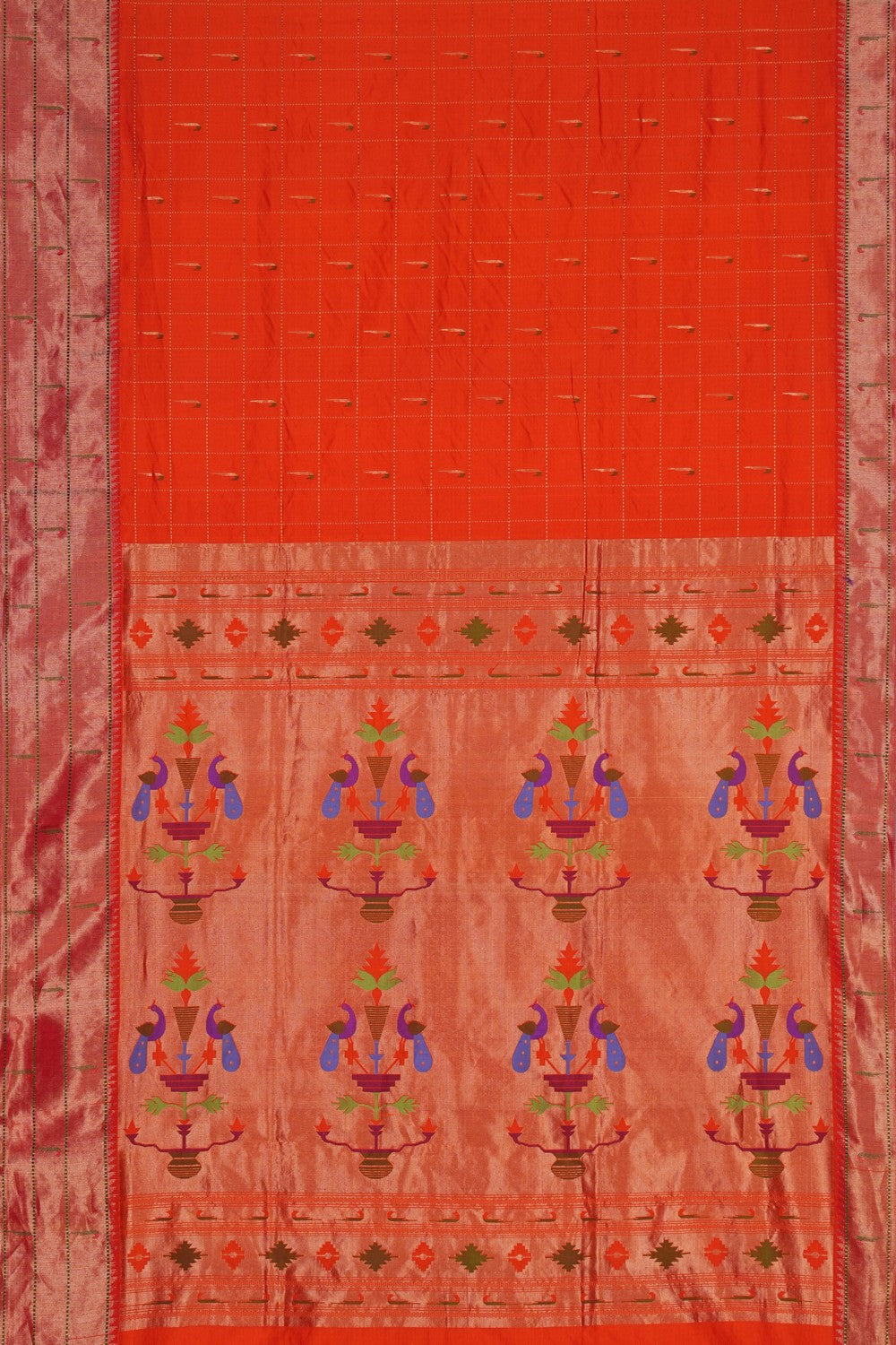 Image of Paithani Silk Orange Saree
