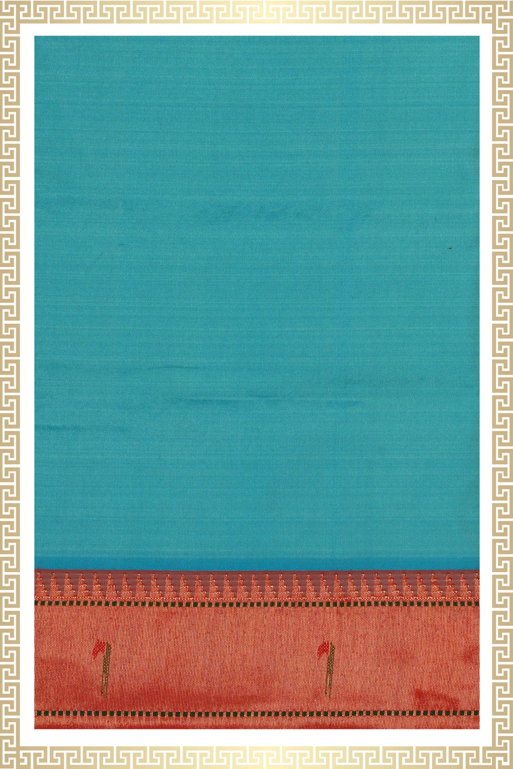 Image of Paithani Silk Sea Blue Dhoti With Kanduva (8 X 4)
