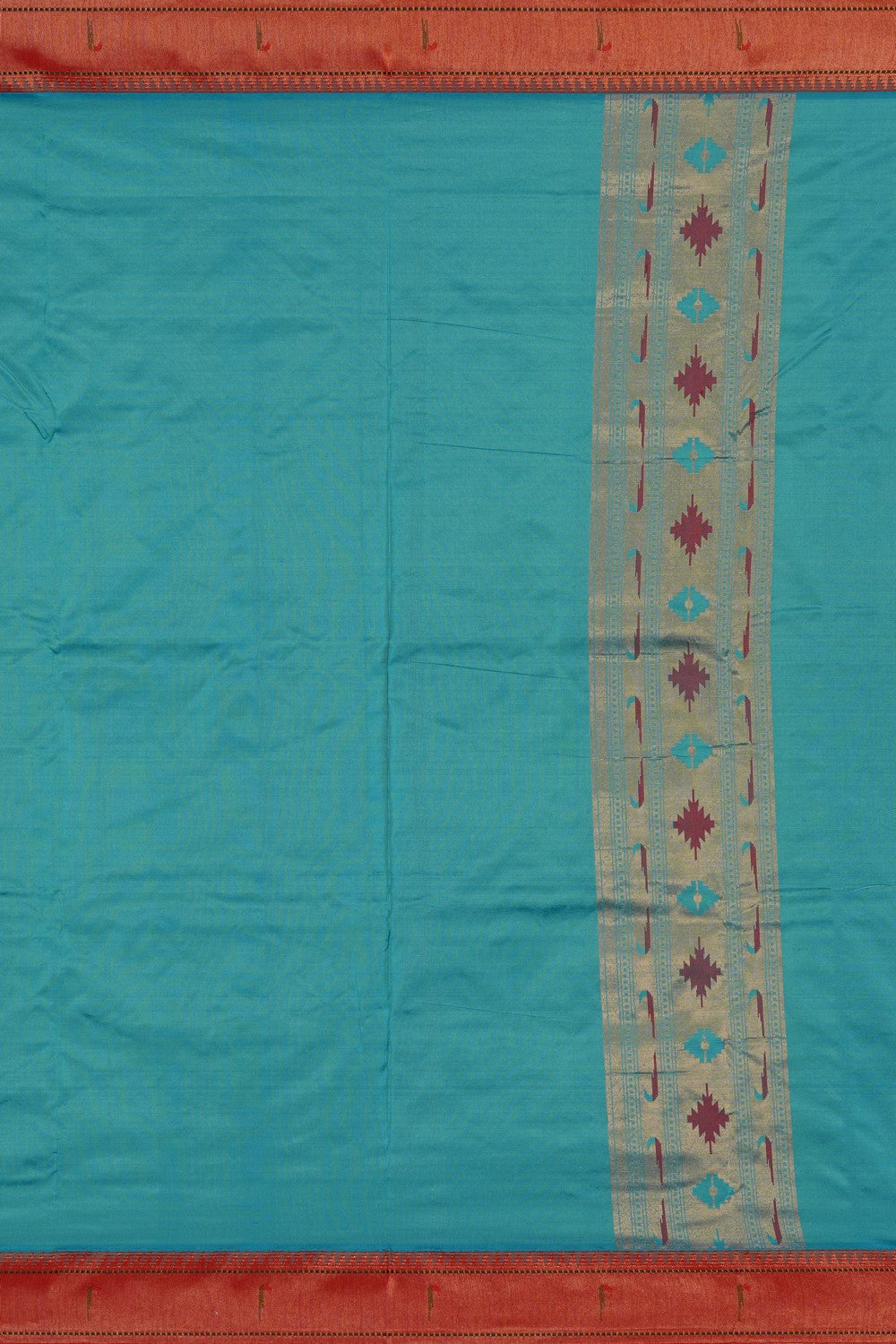 Image of Paithani Silk Sea Blue Dhoti With Kanduva (8 X 4)