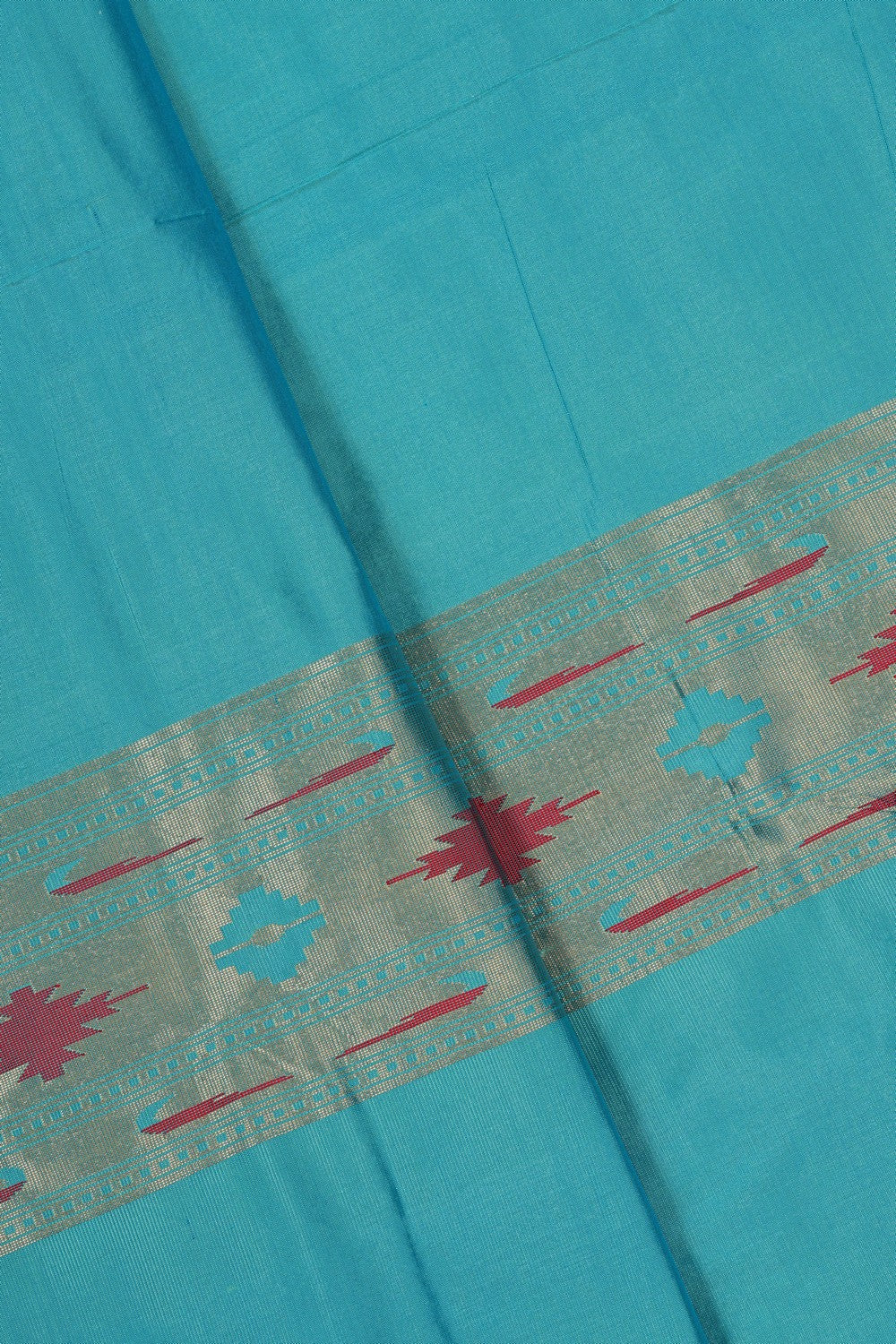 Image of Paithani Silk Sea Blue Dhoti With Kanduva (8 X 4)