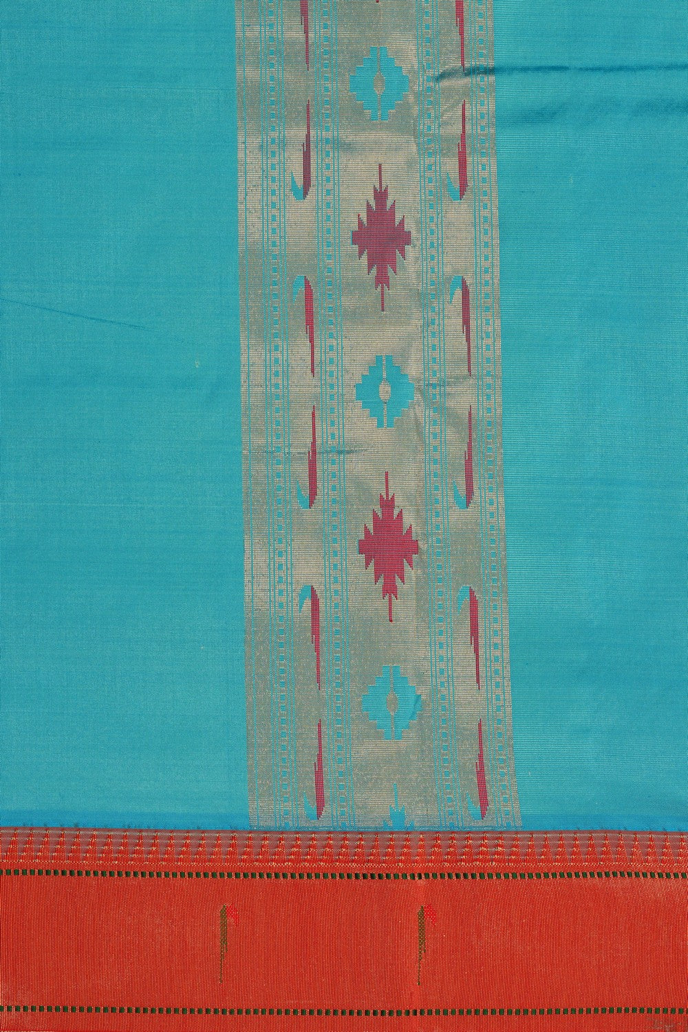 Image of Paithani Silk Sea Blue Dhoti With Kanduva (8 X 4)