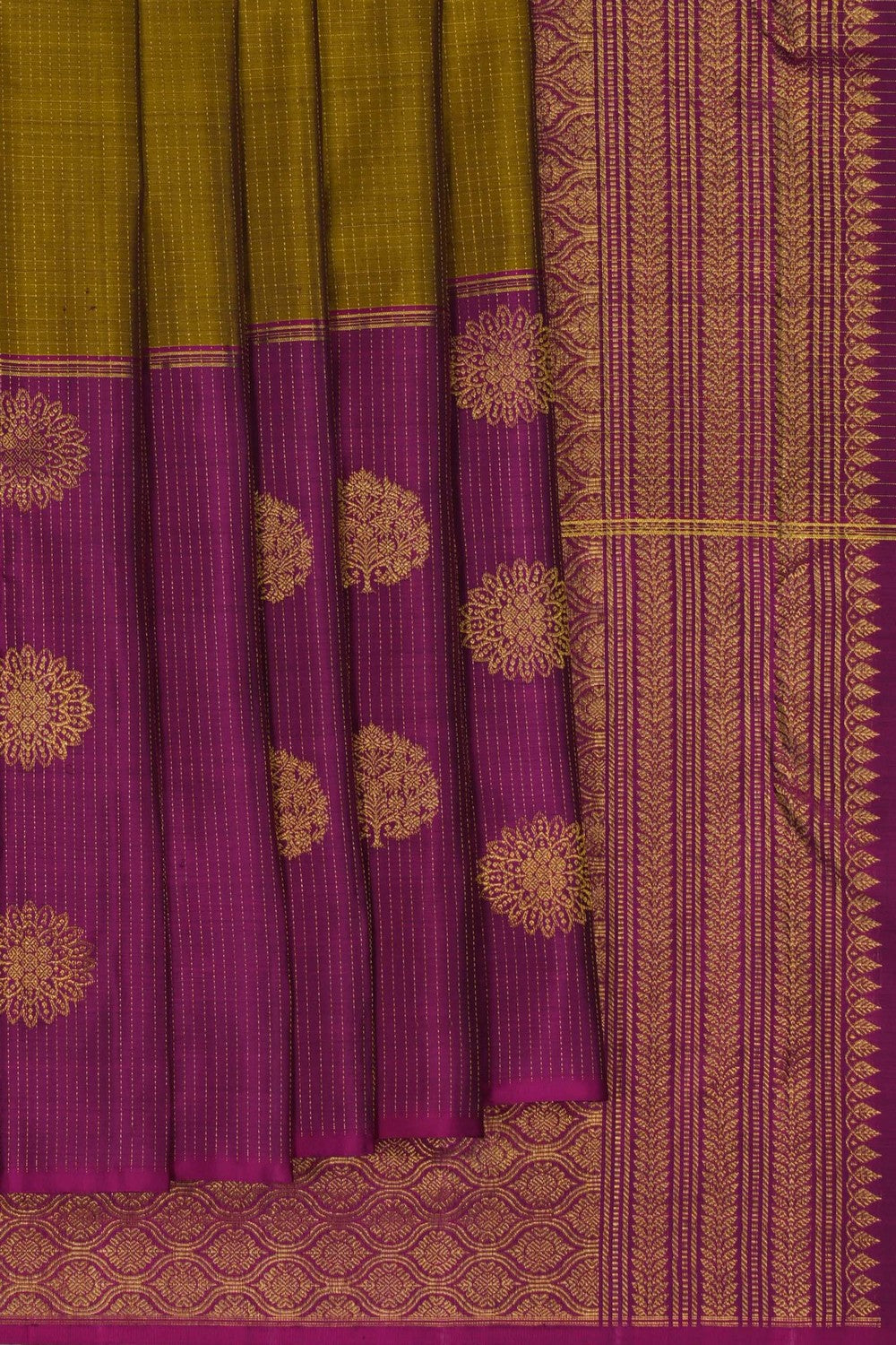 Image of Kanchi Silk Moss-Green Saree