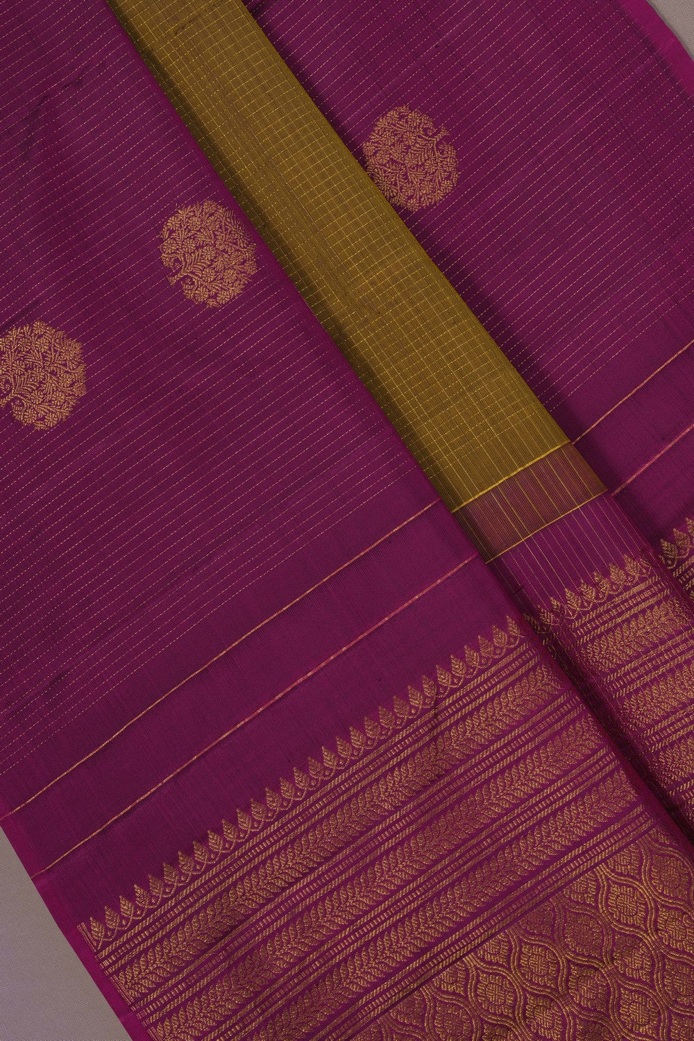 Image of Kanchi Silk Moss-Green Saree