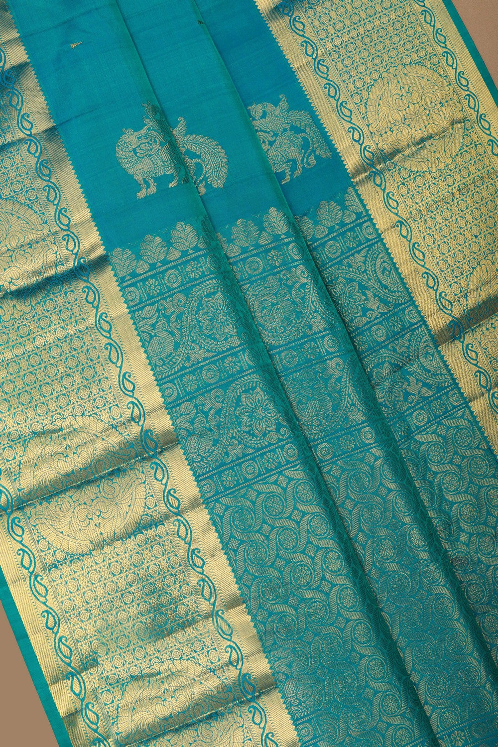 Image of Kanchi Silk Sea Blue Saree