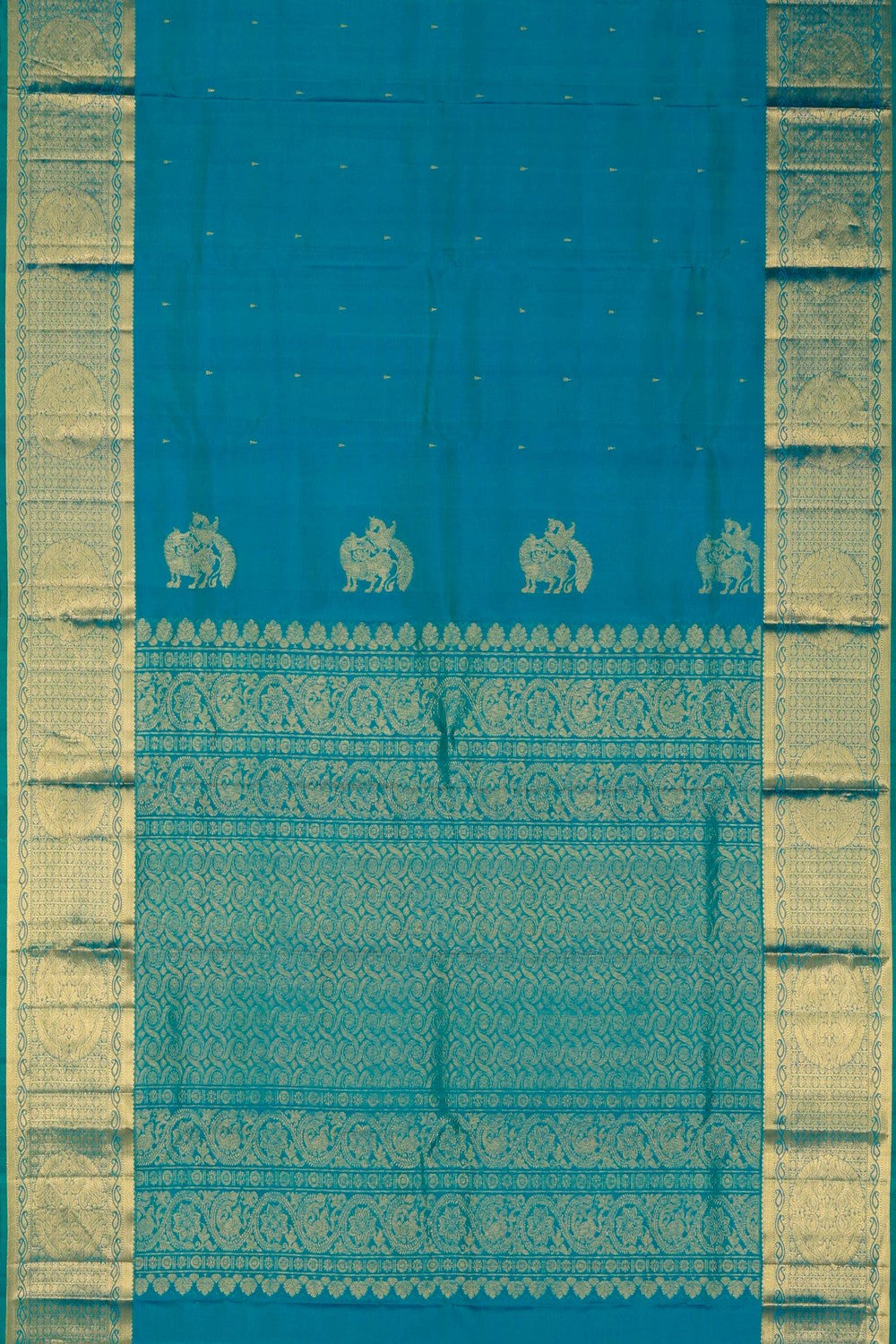 Image of Kanchi Silk Sea Blue Saree