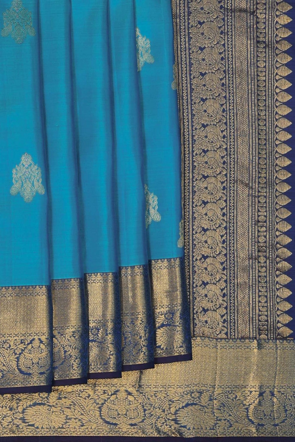 Image of Kanchi Silk Sea Blue Saree